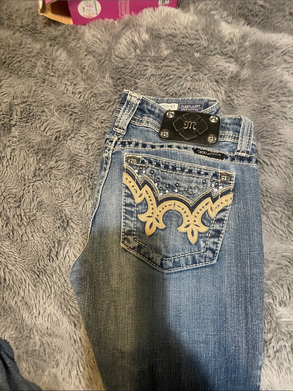Miss Me Blue Boot Cut Jeans with Embroidered Back Pocket